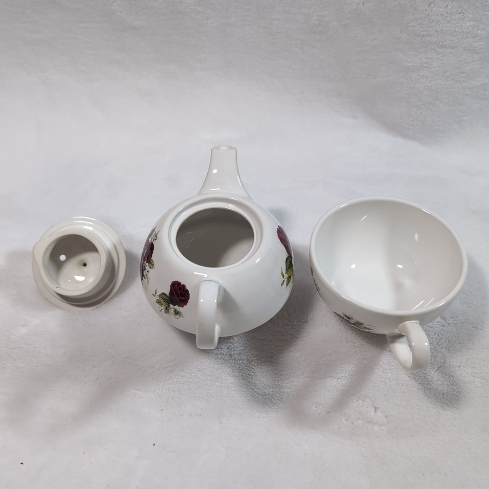 Vtg Arthur Wood & Son Tea for One Set Staffordshire Stackable Rose Floral 6460 - Picture 10 of 14